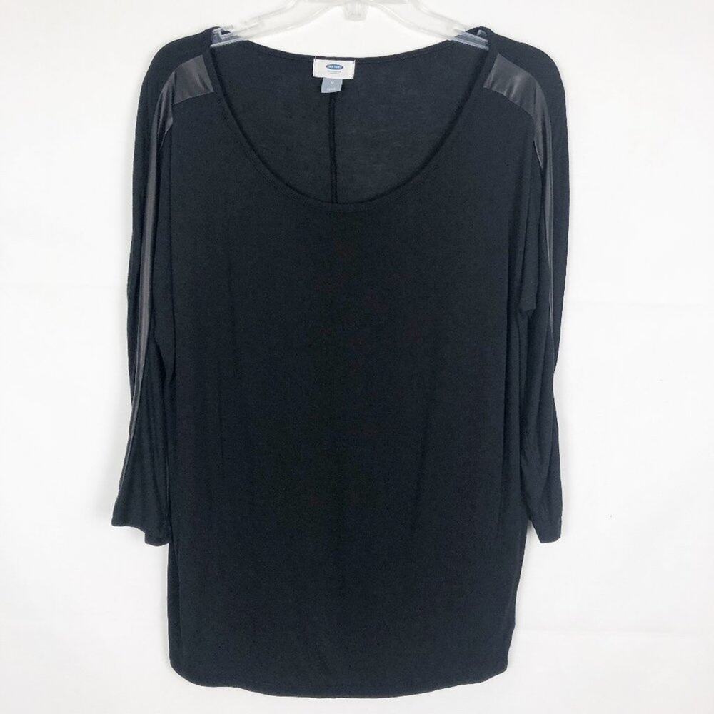 Old Navy Long Sleeve Scoop Neck Black Top Women's Size M